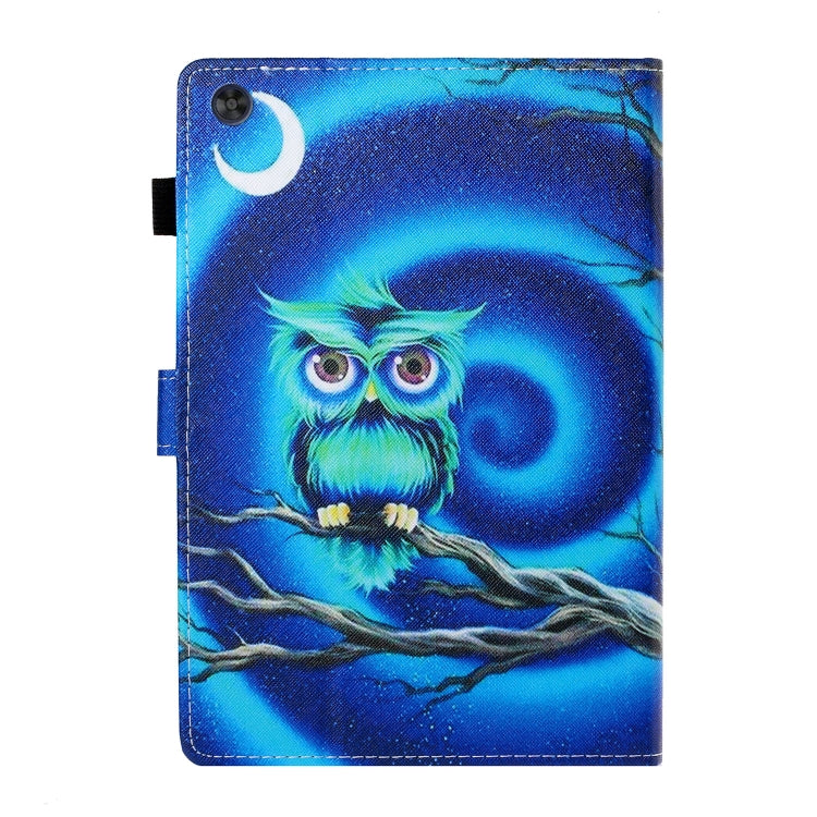 For Samsung Galaxy Tab A11+ / A9+ Coloured Drawing Stitching Flip PU Tablet Case with Sleep / Wake-up Function(Moon Owl) by buy2fix