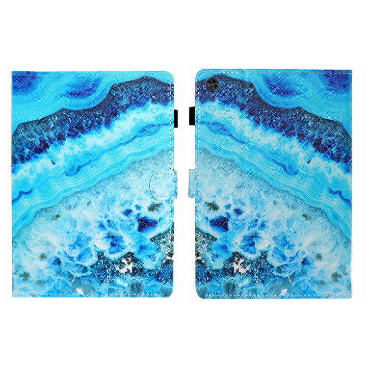 For Samsung Galaxy Tab A11+ / A9+ Coloured Drawing Stitching Flip PU Tablet Case with Sleep / Wake-up Function(Blue Marble) by buy2fix