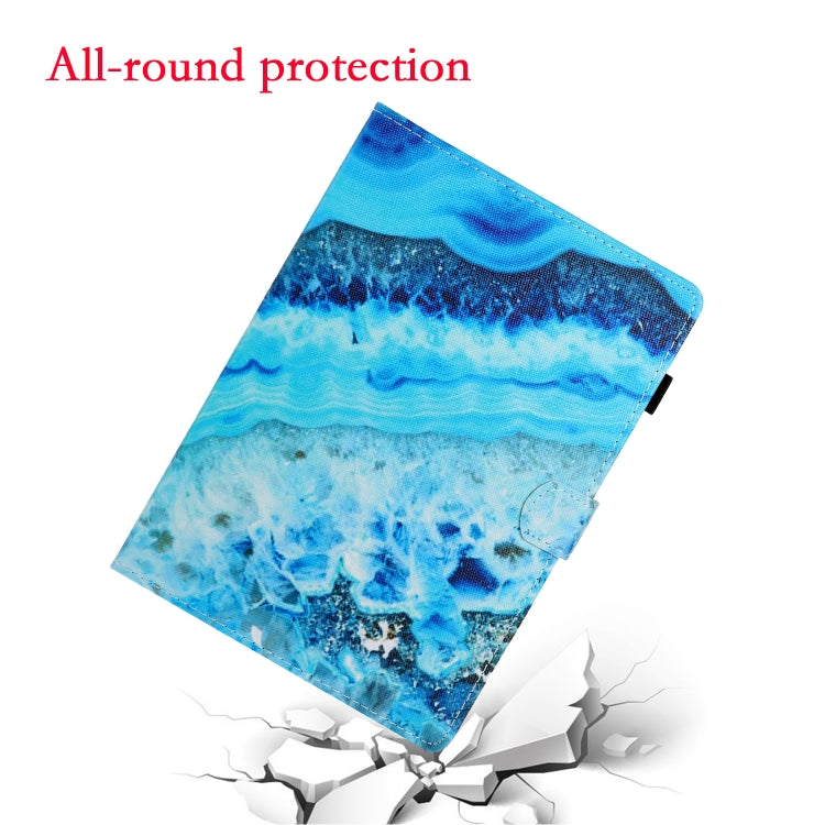 For Samsung Galaxy Tab A11+ / A9+ Coloured Drawing Stitching Flip PU Tablet Case with Sleep / Wake-up Function(Blue Marble) by buy2fix