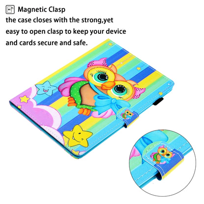 For Samsung Galaxy Tab A11+ / A9+ Coloured Drawing Stitching Flip PU Tablet Case with Sleep / Wake-up Function(Rainbow Owl) by buy2fix