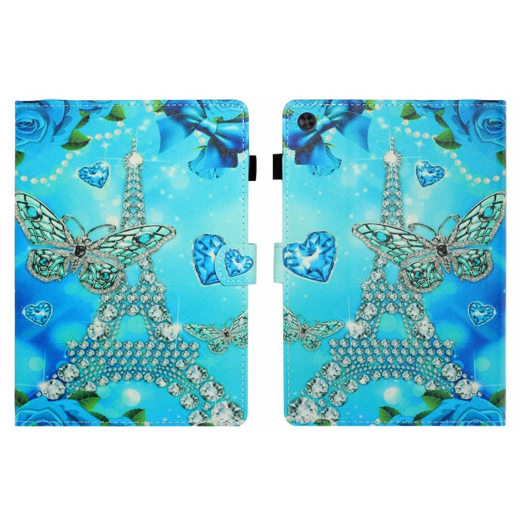 For Samsung Galaxy Tab A11+ / A9+ Coloured Drawing Stitching Flip PU Tablet Case with Sleep / Wake-up Function(Butterfly Tower) by buy2fix