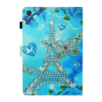 For Samsung Galaxy Tab A11+ / A9+ Coloured Drawing Stitching Flip PU Tablet Case with Sleep / Wake-up Function(Butterfly Tower) by buy2fix