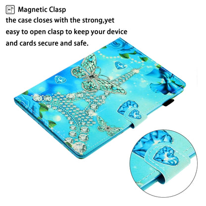 For Samsung Galaxy Tab A11+ / A9+ Coloured Drawing Stitching Flip PU Tablet Case with Sleep / Wake-up Function(Butterfly Tower) by buy2fix