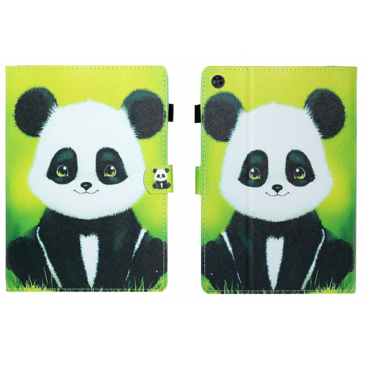 For Samsung Galaxy Tab A11 / A9 Coloured Drawing Stitching Flip PU Tablet Case with Sleep / Wake-up Function(Panda) by buy2fix