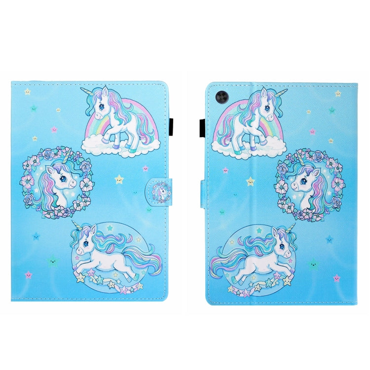 For Samsung Galaxy Tab A11 / A9 Coloured Drawing Stitching Flip PU Tablet Case with Sleep / Wake-up Function(Unicorn) by buy2fix