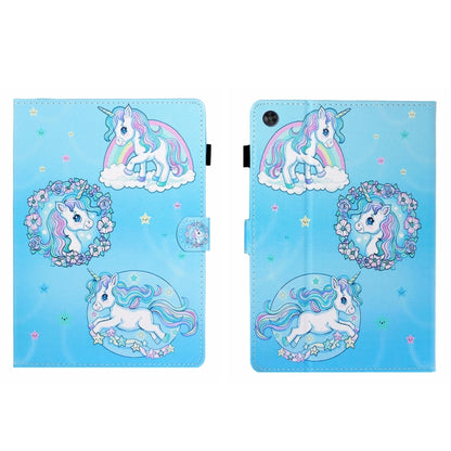 For Samsung Galaxy Tab A11 / A9 Coloured Drawing Stitching Flip PU Tablet Case with Sleep / Wake-up Function(Unicorn) by buy2fix