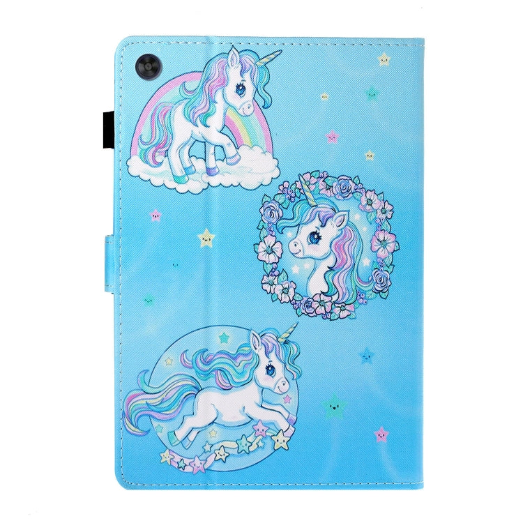 For Samsung Galaxy Tab A11 / A9 Coloured Drawing Stitching Flip PU Tablet Case with Sleep / Wake-up Function(Unicorn) by buy2fix