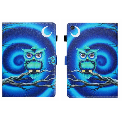 For Samsung Galaxy Tab A11 / A9 Coloured Drawing Stitching Flip PU Tablet Case with Sleep / Wake-up Function(Moon Owl) by buy2fix