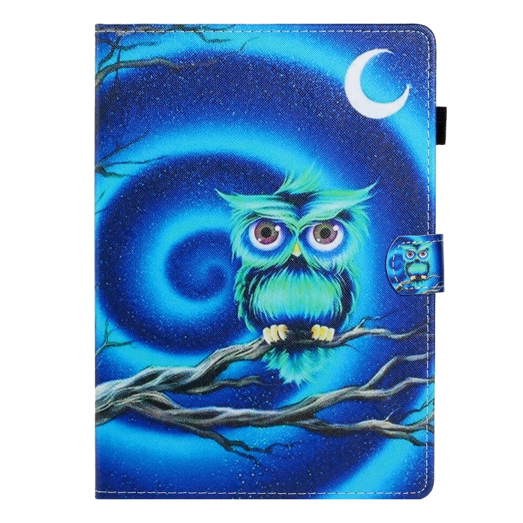 For Samsung Galaxy Tab A11 / A9 Coloured Drawing Stitching Flip PU Tablet Case with Sleep / Wake-up Function(Moon Owl) by buy2fix