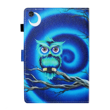 For Samsung Galaxy Tab A11 / A9 Coloured Drawing Stitching Flip PU Tablet Case with Sleep / Wake-up Function(Moon Owl) by buy2fix