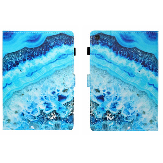 For Samsung Galaxy Tab A11 / A9 Coloured Drawing Stitching Flip PU Tablet Case with Sleep / Wake-up Function(Blue Marble) by buy2fix