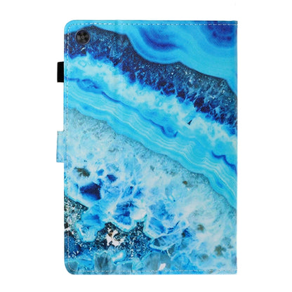 For Samsung Galaxy Tab A11 / A9 Coloured Drawing Stitching Flip PU Tablet Case with Sleep / Wake-up Function(Blue Marble) by buy2fix
