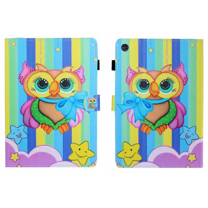 For Samsung Galaxy Tab A11 / A9 Coloured Drawing Stitching Flip PU Tablet Case with Sleep / Wake-up Function(Rainbow Owl) by buy2fix