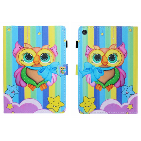 For Samsung Galaxy Tab A11 / A9 Coloured Drawing Stitching Flip PU Tablet Case with Sleep / Wake-up Function(Rainbow Owl) by buy2fix