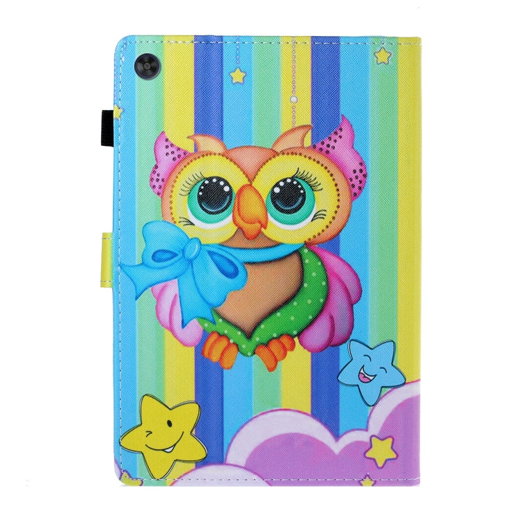 For Samsung Galaxy Tab A11 / A9 Coloured Drawing Stitching Flip PU Tablet Case with Sleep / Wake-up Function(Rainbow Owl) by buy2fix