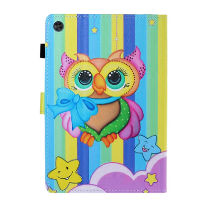 For Samsung Galaxy Tab A11 / A9 Coloured Drawing Stitching Flip PU Tablet Case with Sleep / Wake-up Function(Rainbow Owl) by buy2fix