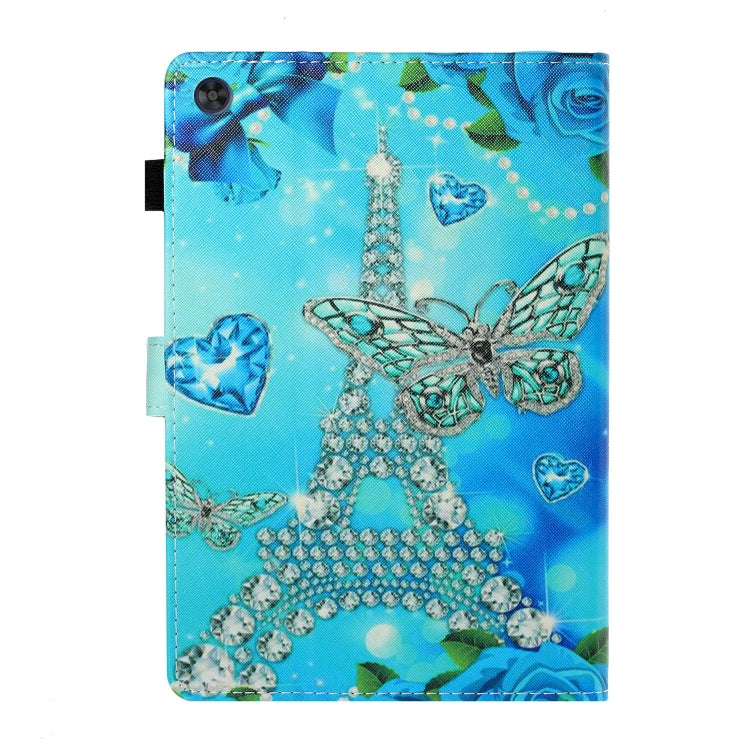 For Samsung Galaxy Tab A11 / A9 Coloured Drawing Stitching Flip PU Tablet Case with Sleep / Wake-up Function(Butterfly Tower) by buy2fix