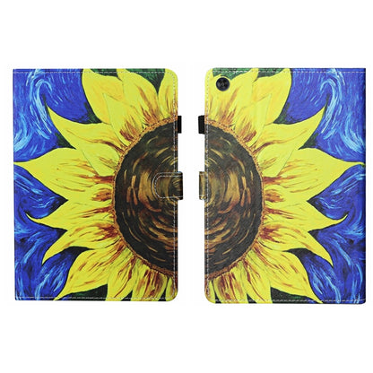 For Samsung Galaxy Tab A11+ / A9+ Coloured Drawing Stitching Smart Leather Tablet Case with Sleep / Wake-up Function(Sunflower) by buy2fix