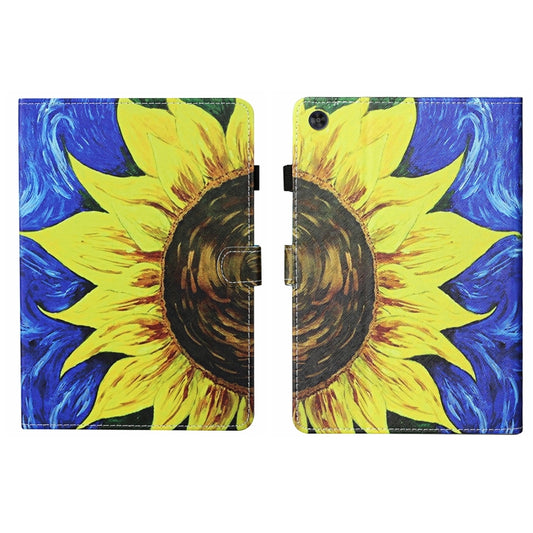For Samsung Galaxy Tab A11+ / A9+ Coloured Drawing Stitching Smart Leather Tablet Case with Sleep / Wake-up Function(Sunflower) by buy2fix