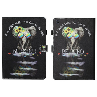 For Samsung Galaxy Tab A11+ / A9+ Coloured Drawing Stitching Smart Leather Tablet Case with Sleep / Wake-up Function(Glasses Elephant) by buy2fix
