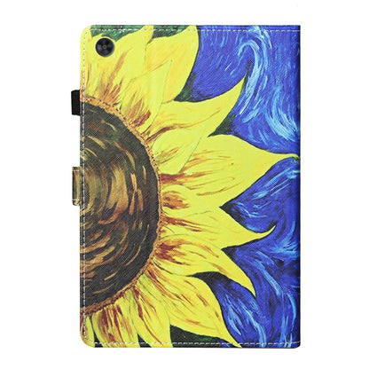 For Samsung Galaxy Tab A11 / A9 Coloured Drawing Stitching Smart Leather Tablet Case with Sleep / Wake-up Function(Sunflower) by buy2fix