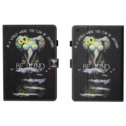 For Samsung Galaxy Tab A11 / A9 Coloured Drawing Stitching Smart Leather Tablet Case with Sleep / Wake-up Function(Glasses Elephant) by buy2fix