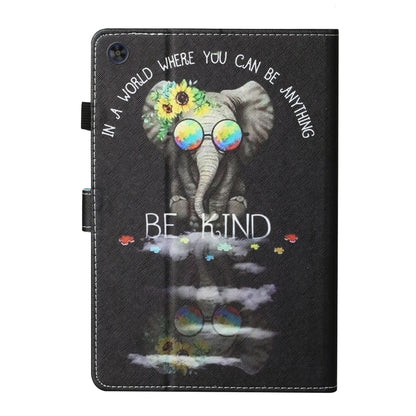 For Samsung Galaxy Tab A11 / A9 Coloured Drawing Stitching Smart Leather Tablet Case with Sleep / Wake-up Function(Glasses Elephant) by buy2fix