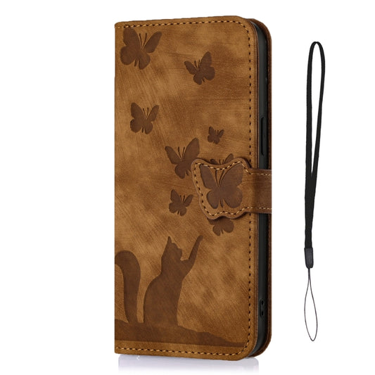 For Samsung Galaxy S23 5G Butterfly Cat Embossing Flip Leather Phone Case(Brown) by buy2fix