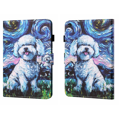 For Samsung Galaxy Tab A11+ / A9+ Coloured Drawing Stitching Flip PU Tablet Case with Sleep / Wake-up Function(Oil Painting Dog) by buy2fix