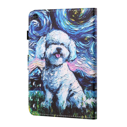 For Samsung Galaxy Tab A11+ / A9+ Coloured Drawing Stitching Flip PU Tablet Case with Sleep / Wake-up Function(Oil Painting Dog) by buy2fix