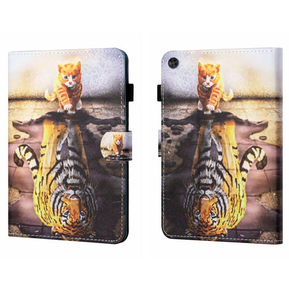 For Samsung Galaxy Tab A11+ / A9+ Coloured Drawing Stitching Flip PU Tablet Case with Sleep / Wake-up Function(Cat and Tiger) by buy2fix