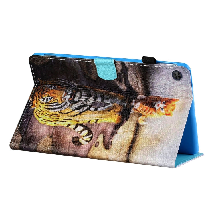 For Samsung Galaxy Tab A11+ / A9+ Coloured Drawing Stitching Flip PU Tablet Case with Sleep / Wake-up Function(Cat and Tiger) by buy2fix