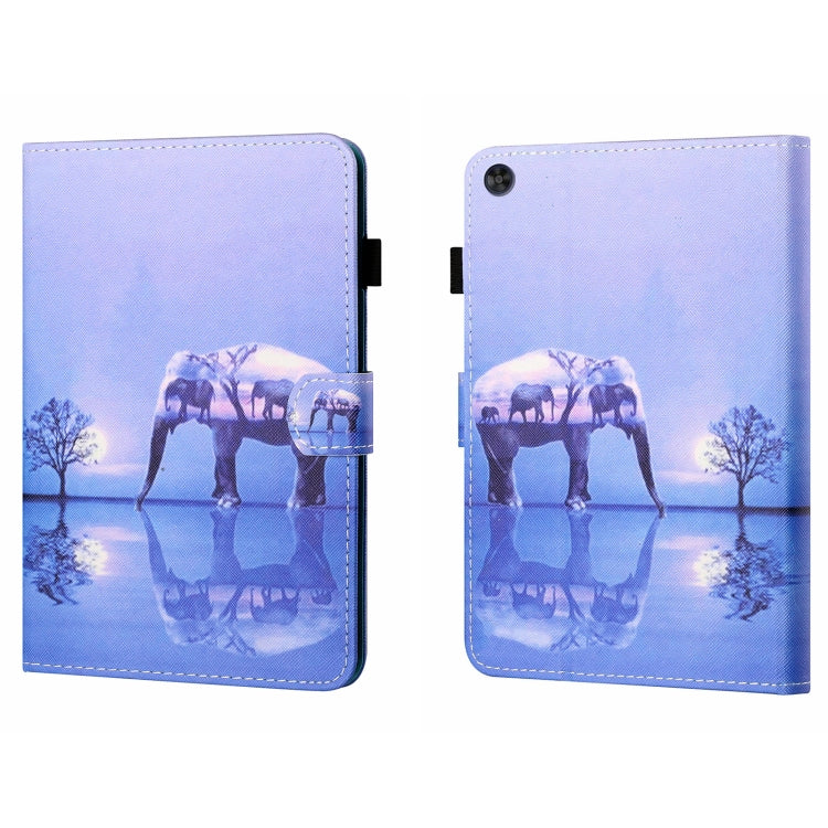 For Samsung Galaxy Tab A11+ / A9+ Coloured Drawing Stitching Flip PU Tablet Case with Sleep / Wake-up Function(Tree and Elephant) by buy2fix