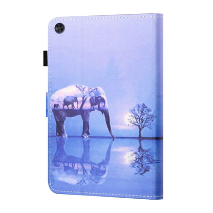 For Samsung Galaxy Tab A11+ / A9+ Coloured Drawing Stitching Flip PU Tablet Case with Sleep / Wake-up Function(Tree and Elephant) by buy2fix