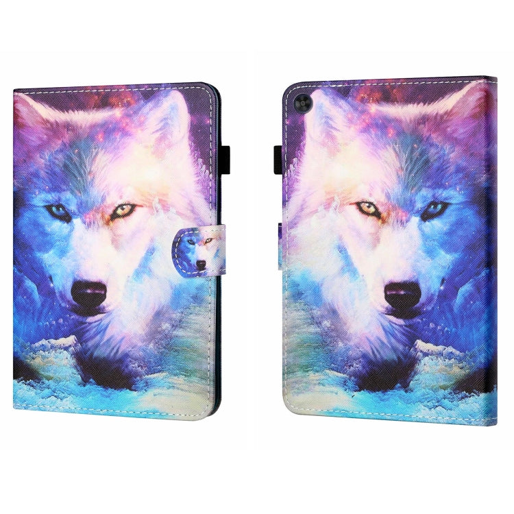 For Samsung Galaxy Tab A11+ / A9+ Coloured Drawing Stitching Flip PU Tablet Case with Sleep / Wake-up Function(Wolf) by buy2fix