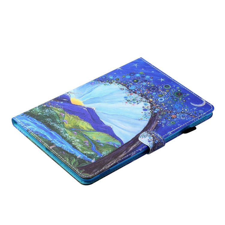 For Samsung Galaxy Tab A11+ / A9+ Coloured Drawing Stitching Flip PU Tablet Case with Sleep / Wake-up Function(Sunrise and Tree) by buy2fix