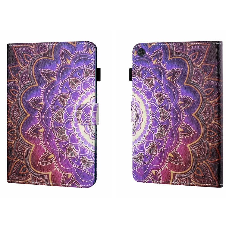 For Samsung Galaxy Tab A11 / A9 Coloured Drawing Stitching Flip PU Tablet Case with Sleep / Wake-up Function(Datura Flowers) by buy2fix