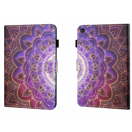 For Samsung Galaxy Tab A11 / A9 Coloured Drawing Stitching Flip PU Tablet Case with Sleep / Wake-up Function(Datura Flowers) by buy2fix