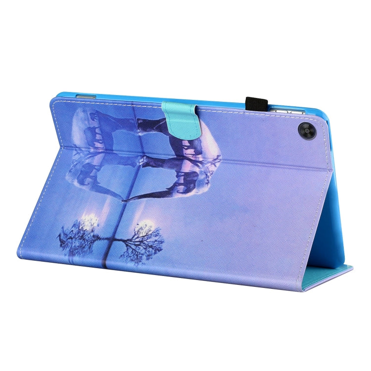 For Samsung Galaxy Tab A11 / A9 Coloured Drawing Stitching Flip PU Tablet Case with Sleep / Wake-up Function(Tree and Elephant) by buy2fix