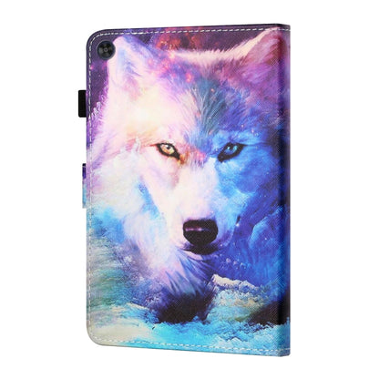 For Samsung Galaxy Tab A11 / A9 Coloured Drawing Stitching Flip PU Tablet Case with Sleep / Wake-up Function(Wolf) by buy2fix