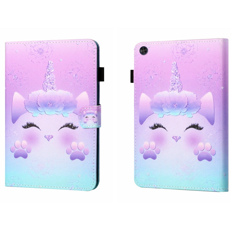 For Samsung Galaxy Tab A11 / A9 Coloured Drawing Stitching Flip PU Tablet Case with Sleep / Wake-up Function(Unicorn) by buy2fix