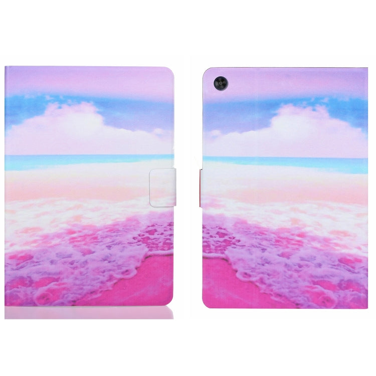 For Samsung Galaxy Tab A11 / A9 Voltage Coloured Drawing Smart PU Tablet Case with Sleep / Wake-up Function(Pink Beach) by buy2fix