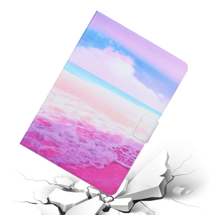For Samsung Galaxy Tab A11 / A9 Voltage Coloured Drawing Smart PU Tablet Case with Sleep / Wake-up Function(Pink Beach) by buy2fix