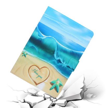 For Samsung Galaxy Tab A11 / A9 Voltage Coloured Drawing Smart PU Tablet Case with Sleep / Wake-up Function(Blue Beach) by buy2fix