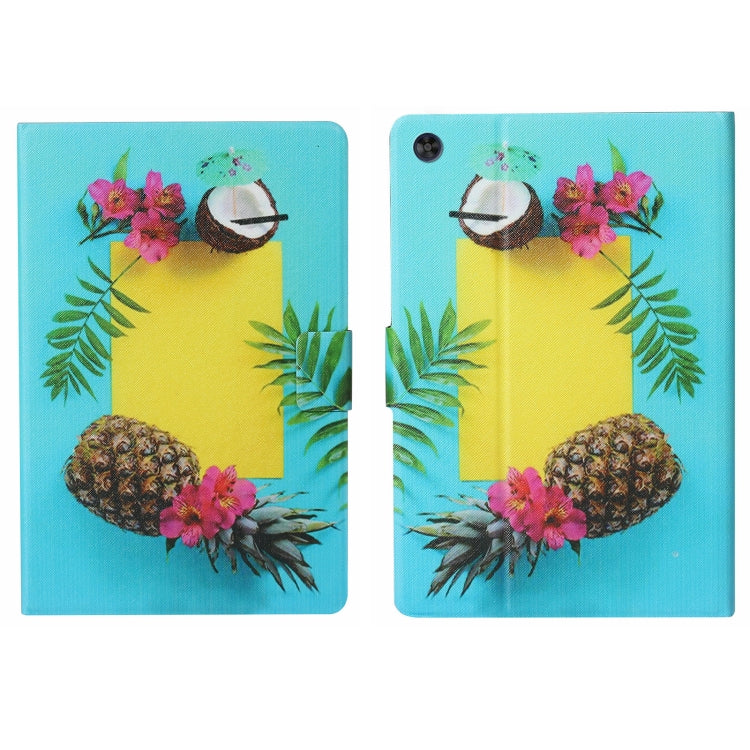 For Samsung Galaxy Tab A11 / A9 Voltage Coloured Drawing Smart PU Tablet Case with Sleep / Wake-up Function(Pineapple) by buy2fix