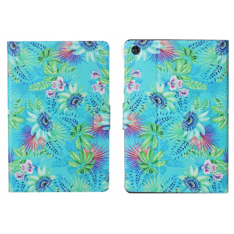 For Samsung Galaxy Tab A11 / A9 Voltage Coloured Drawing Smart PU Tablet Case with Sleep / Wake-up Function(Flowers) by buy2fix