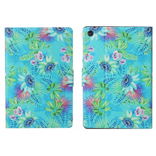 For Samsung Galaxy Tab A11 / A9 Voltage Coloured Drawing Smart PU Tablet Case with Sleep / Wake-up Function(Flowers) by buy2fix