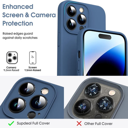 For iPhone 16 Pro Max Microfiber Liquid Silicone Shockproof Phone Case(Blue) - iPhone 16 Pro Max Cases by buy2fix | Online Shopping UK | buy2fix