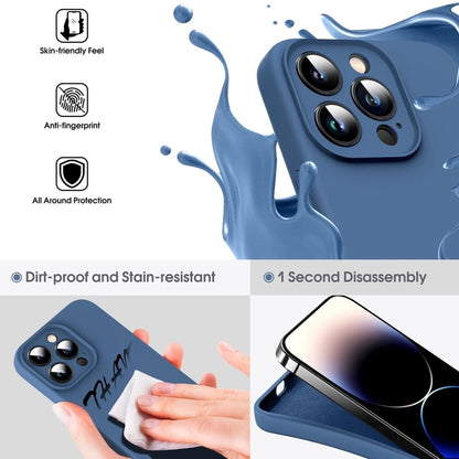 For iPhone 16 Pro Max Microfiber Liquid Silicone Shockproof Phone Case(Blue) - iPhone 16 Pro Max Cases by buy2fix | Online Shopping UK | buy2fix