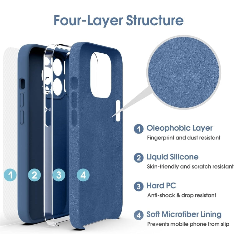 For iPhone 16 Pro Max Microfiber Liquid Silicone Shockproof Phone Case(Blue) - iPhone 16 Pro Max Cases by buy2fix | Online Shopping UK | buy2fix